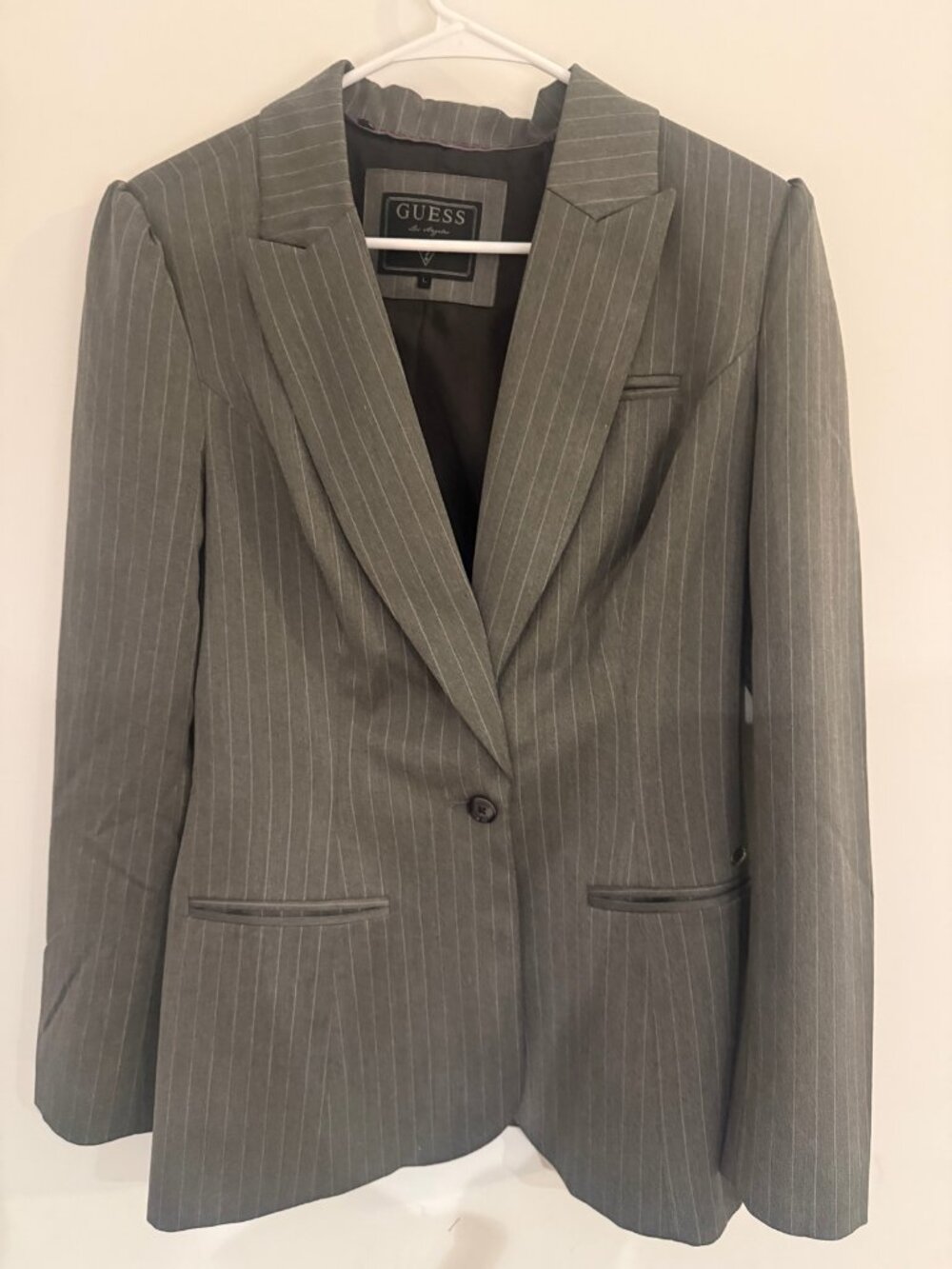 GUESS Grey Pinstripe Blazer — Size L